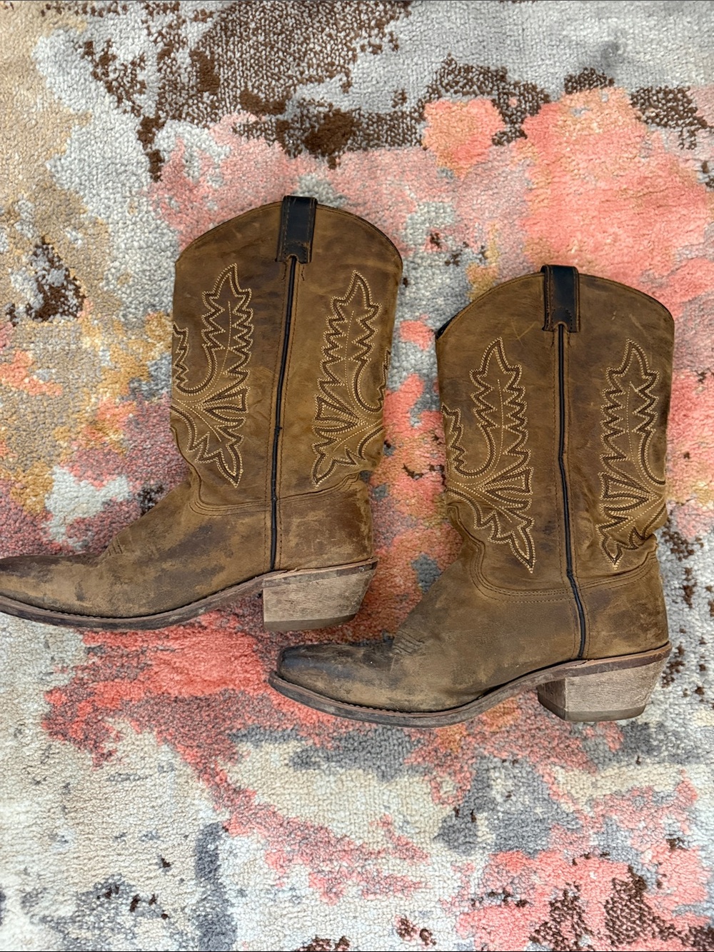Brown Leather Western Cowboy Boots - Classic Rustic Style